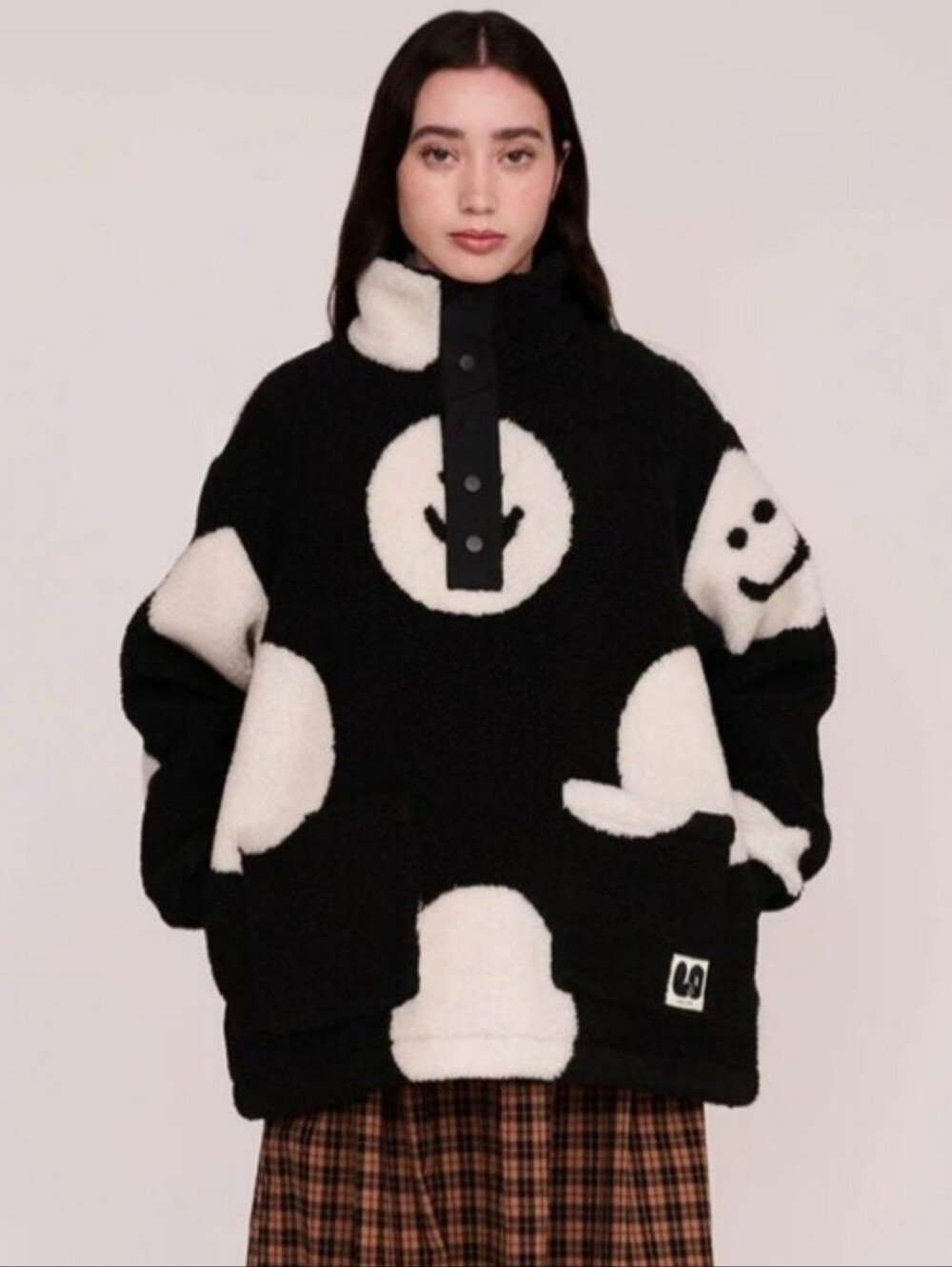 NWT! Lazy Oaf Happy Sad Polka Fleece. Size S